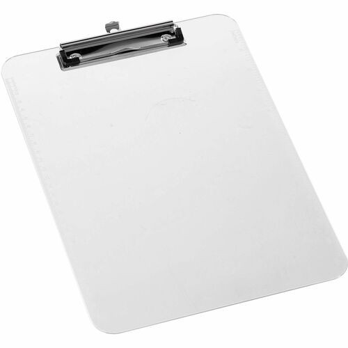 Clipboard, Plastic, w/Flat Clip, 9"x12-1/2", Clear