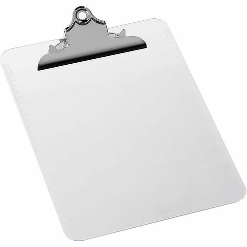 Clipboard, Plastic, w/Spring Clip, Ruler, 12/BX, Clear