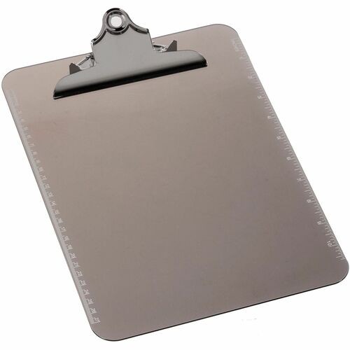 Clipboard, Plastic, w/Spring Clip, Ruler, 9"x12", Smoke