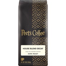 Coffee, House Blend Decaf, Ground, 1 lb, Black