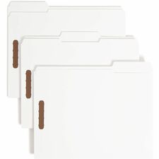 Folders, 2 Fasteners, 1/3 AST Tab Cut, Letter, 50/BX, White