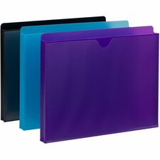 File Jackets, w/Sleeve, 1" Exp, Poly, 11-3/4"x9-1/2", 6/PK, AST