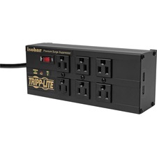 Surge Protector, 6-Outlet, 8-7/10"Wx3-3/5"Dx2-1/2"H, Black