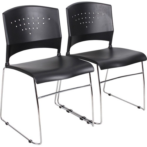 Chair, Stacking, Chrome Frame, 18.5"x18"x32.5", 2/CT, BK