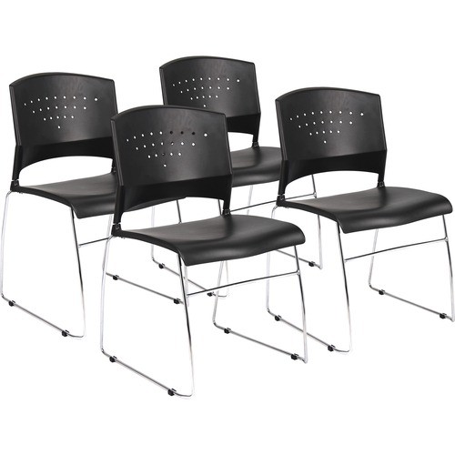 Chair, Stacking, Chrome Frame, 18.5"x18"x32.5", 4/CT, BK
