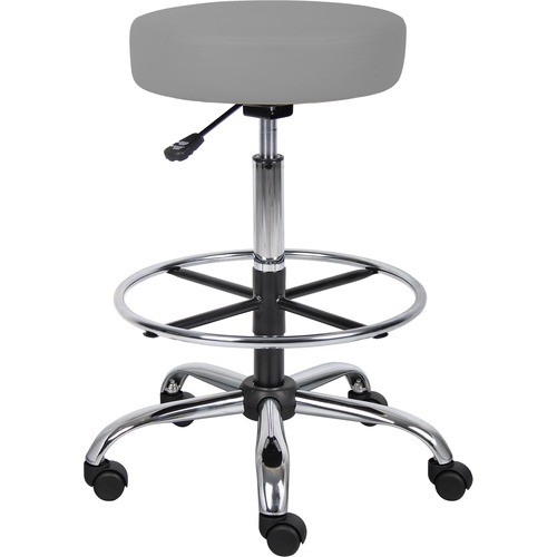 Stool, Medical/Drafting, w/Footring, 25"x25"x28"-34", Gray