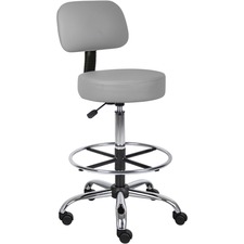 Stool, Medical/Drafting, Backrest, 25"Wx25"Dx41"H, Gray