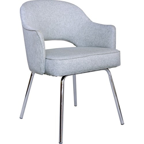 Guest Chair, Vinyl, Fixed Arms, Tubular, 22-1/2"x24-1/2"x32", GY