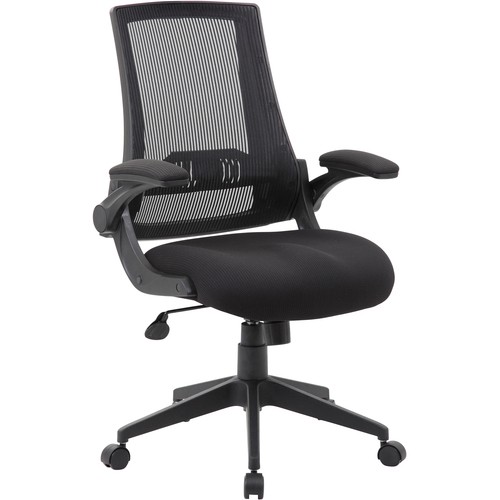 Task Chair, Flip-Up Arms, Mesh, TiltTension, 27"x27"x41", BK