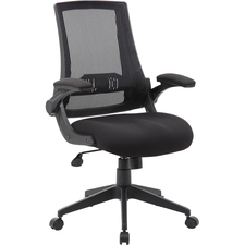 Task Chair, Flip-Up Arms, Mesh, TiltTension, 27"x27"x41", BK