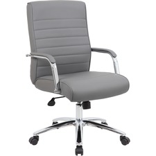 Executive Chair, Ribbed, Fixed Arms, Gas Lift, 27"x30"x40", GY