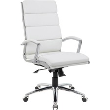 High-back Chair, Executive, Vinyl, 27"x28"x43"-47", White