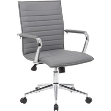Task Chair, Vinyl, Fixed Chrome Arms, 23"x26"x35-1/2", GY