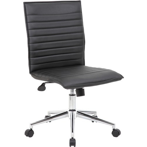 Task Chair, Vinyl, Armless, 20"x26"x35-1/2", BK