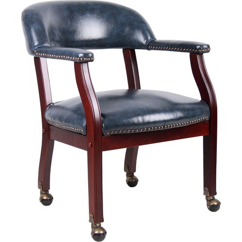 Chair, w/Arms, Casters, NailHeadTrim, Vinyl, 24"x26"x31", BE