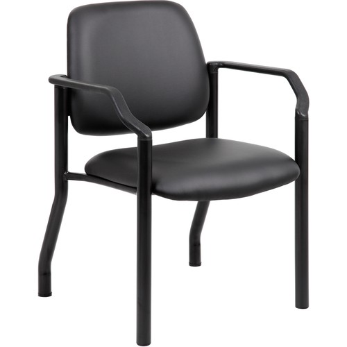 Guest Chair, w/Arms, Mid-Back, Vinyl, 25"x22"x32-1/2", BK