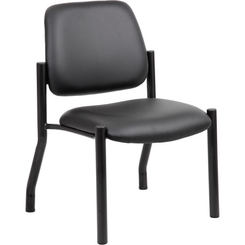Guest Chair, Armless, Mid-Back, Vinyl, 24.5"x22"x32-1/2", BK