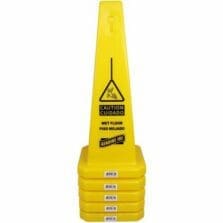 Caution Safety Cone, Spanish/Engl, 4-Sided, 10"x10"x24", 5/CT, YW