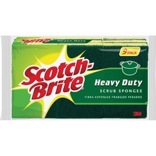 Scrub Sponges, Hvy-Duty, 4-1/2"x2-3/4", 9/PK, 5PK/CT, YW/GN