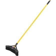 Broom, Steel Handle, 18" Angled Sweep, 58-1/8"L, 6/CT, YW/BK
