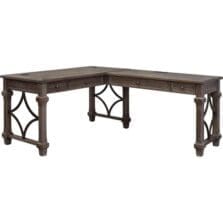 Desk, L-Shape, w/Return, Outlets/Drawers, 60"x75"x30", WeathrDove