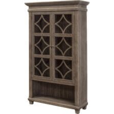 Display Case, w/Glass Doors/2 Shelves, 42"x15"x70", WeatherDove