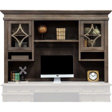 Hutch, 3 Shelves, Lighting, 70"x15"x46", WeatheredDove