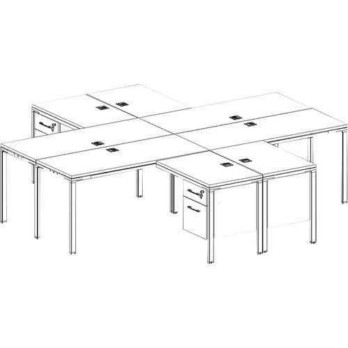 Desks, w/Pedestals, 4-Unit, L-Shape, Wood, 66"x24"x29-1/2", Drftwd