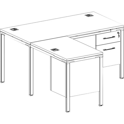 Desk, w/Pedestals, L-Shape, Wood, 71"x30"x29", Driftwood