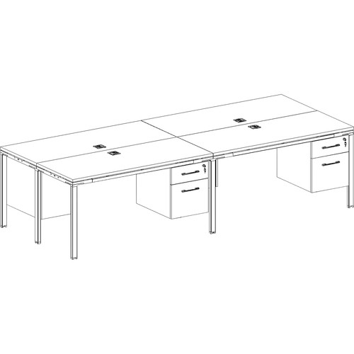 Desks, w/Pedestals, 4-Unit, Wood, 66"x24"x29-1/2", Driftwood