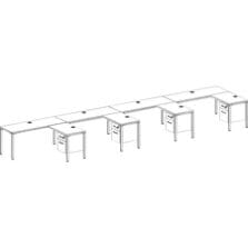 Desks, w/Pedestals, 4-Unit, L-Shape, Wood, 60"x24"x29-1/2", Drftwd
