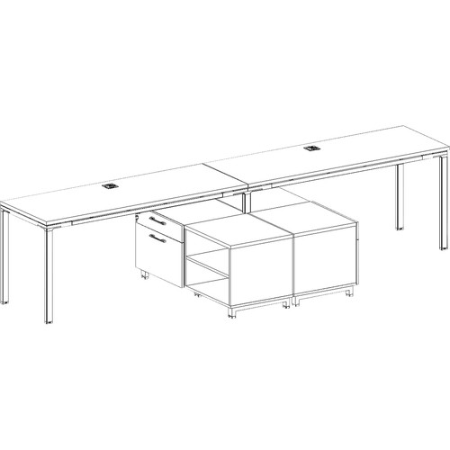 Desks, w/Cabinets, 2-Unit, Wood, 60"x24"x29-1/2", Driftwood