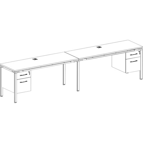 Desks, w/Pedestals, 2-Unit, Wood, 48"x24"x29-1/2", Driftwood
