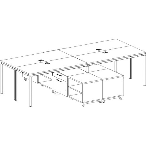 Desks, w/Cabinets, 4-Unit, Wood, 66"x24"x29-1/2", Driftwood