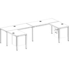 Desks, w/Pedestals, 2-Unit, L-Shape, Wood, 60"x24"x29-1/2", Drftwd