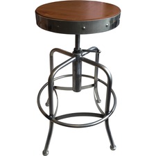 Stool, w/Footring, Vinyl/Steel, 15"DIAx30"H, BK