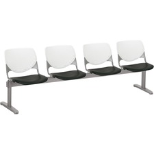 Chair, 4 Seater, Polypropylene, 95"x22"x31", WE Back/BK Seat