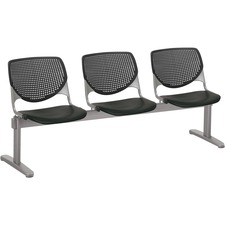 Chair, 3 Seater, Polypropylene, 71"x22"x31", BK Back/Seat