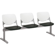 Chair, 3 Seater, Polypropylene, 71"x22"x31", WE Back/BK Seat