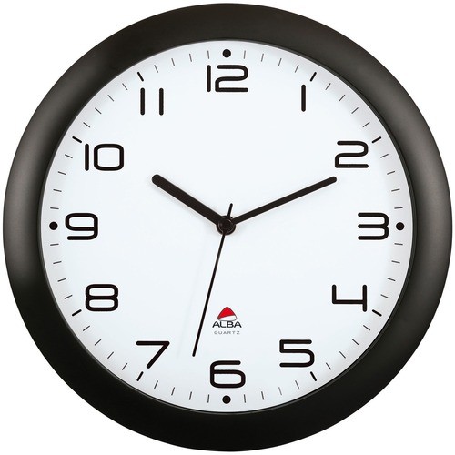 Clock, Wall, Plastic, 11.8"Diax2.2"D, Black
