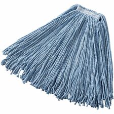 Wet Mop, 4-ply Blend, 1" Headband, Large, 24oz, 12/CT, Blue