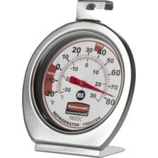 Thermometer, f/Freezer/Refrigerators, -20 to 80F, Silver