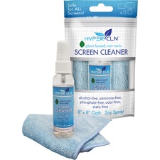 Screen Cleaning Kit, Nontoxic, 2 oz Spray, 8"x8" Cloth, WECL