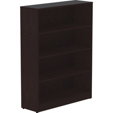 Bookcase, 4-Shelf, 3 Adj Shelves, 36"x12"x48", Espresso