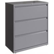 Lateral File, 3-Drawer, 36"x18-5/8"x40-1/4", Silver
