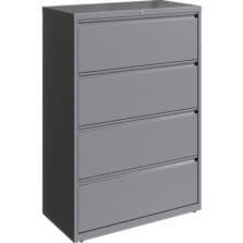 Lateral File, 4-Drawer, 36"x18-5/8"x52-1/2", Silver