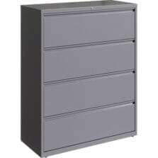 Lateral File, 4-Drawer, 42"x18-5/8"x52-1/2", Silver