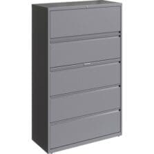 Lateral File, 5-Drawer, 42"x18-5/8"x67-5/8", Silver