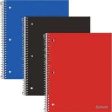 Notebook, 1-Subject, 100-Sheet, 9"Wx11"Lx3/10"H, 3/PK, AST