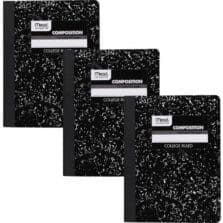 Notebook, College-Rule, 8"Wx10"H, 3/PK, Black